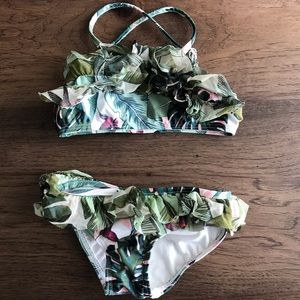 Seafolly green palm ruffle bikini 3T swim suit